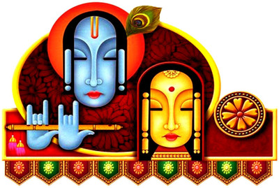 DivineDesigns 48 cm Colorful Radha Krishna Self Adhesive Sticker(Pack of 1)
