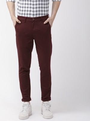 The Indian Garage Co. Slim Fit Men Maroon Trousers