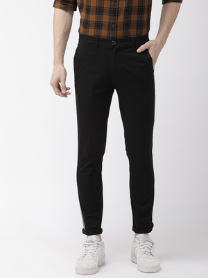 The Indian Garage Co. Slim Fit Men Black Trousers
