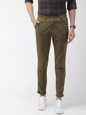 The Indian Garage Co. Slim Fit Men Green Trousers