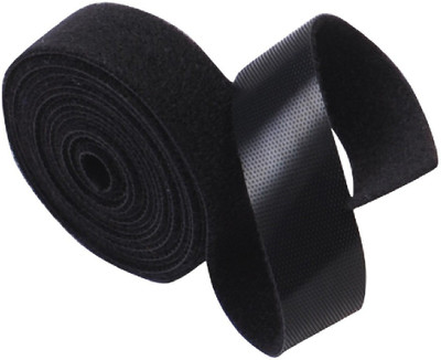Vardhman Self Gripping Double Sided Hook and Loop fastener Tape, Reusable, 20 mm, Pack of 2 mts , color Black Stick-on Velcro(Black)