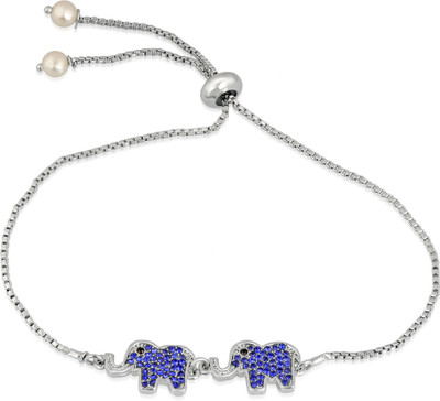Mahi Alloy Crystal Rhodium Bracelet