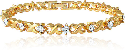 mahi Alloy, Brass Crystal Gold-plated Bracelet