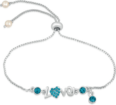 Mahi Alloy Crystal Rhodium Bracelet