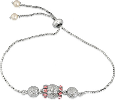 Mahi Alloy Crystal Rhodium Bracelet