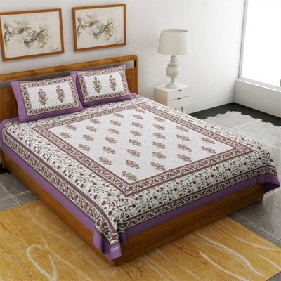 UNIQCHOICE 144 TC Cotton Double Printed Flat Bedsheet(Pack of 1, Multicolor1)