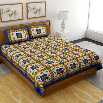 UNIQCHOICE 120 TC Cotton Double Floral Flat Bedsheet(Pack of 1, Multicolor)
