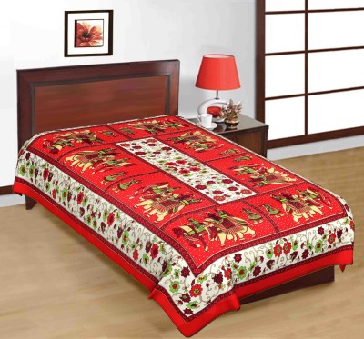 KRISMARTELITE 104 TC Cotton Single Printed Flat Bedsheet(Pack of 1, Multicolor)