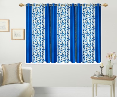 Stella Creations 154 cm (5 ft) Polyester Semi Transparent Window Curtain (Pack Of 3)(Printed, Light Blue)