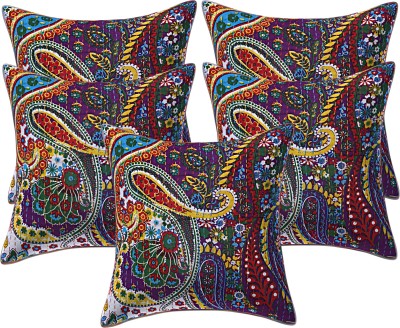 Go Texstylers Self Design Cushions Cover(Pack of 5, 40.64 cm*40.64 cm, Multicolor)