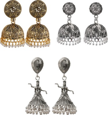 SILVER SHINE Traditional Designer Jumkhi Earrings combo set Set Alloy Earring Set