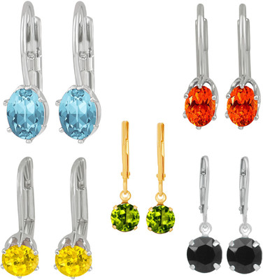 mahi Sparkling Crystals and CZ Bali Earrings combo Crystal Alloy Earring Set