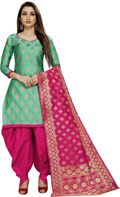 INDIAN CULTURE Brocade Self Design, Solid Kurta & Palazzo Material(Unstitched)