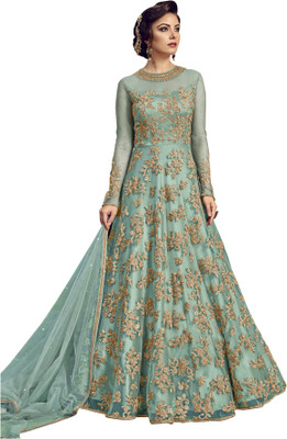 W ETHNIC Net/Lace Embroidered, Embellished Gown/Anarkali Kurta & Bottom Material