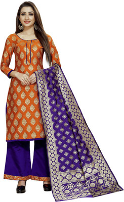 INDIAN CULTURE Brocade Self Design, Solid Kurta & Palazzo Material(Unstitched)