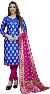 INDIAN CULTURE Brocade Self Design, Solid Kurta & Palazzo Material(Unstitched)