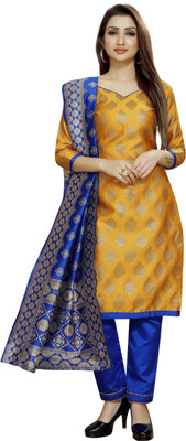 INDIAN CULTURE Brocade Self Design, Solid Kurta & Palazzo Material(Unstitched)