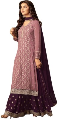 SHAFNUFAB Georgette Embroidered Gown/Anarkali Kurta & Bottom Material