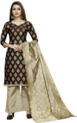 INDIAN CULTURE Brocade Self Design, Solid Kurta & Palazzo Material(Unstitched)