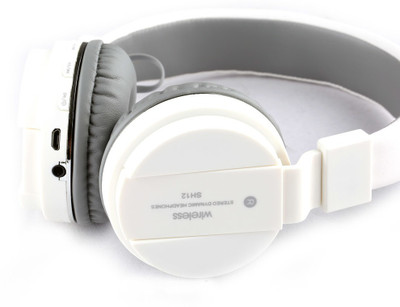 Gabbar SH-12 Wireless Bluetooth Headphone with FM/SD Card Bluetooth(White, On the Ear)