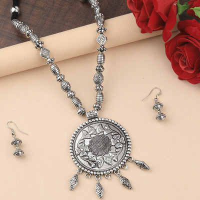 NM CREATION Alloy Silver Silver Jewellery Set(Pack of 1)