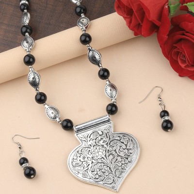 NM CREATION Alloy Silver Silver, Black Jewellery Set(Pack of 1)