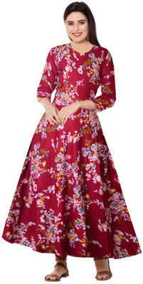 SILVER ORGANISATION Women Printed Flared Kurta(Multicolor)