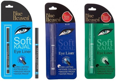 BLUE HEAVEN Multicolour Kajal(Black Green Blue, 0.31 g)