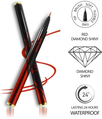 Glam21 Art Diamond Shiny Eyeliner EY104-Red with Kajal Kajal 2.5 ml(Red)