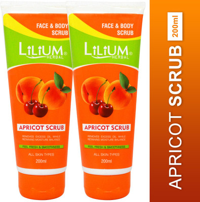 LILIUM Apricot For Feel Fresh & Smoothness 200ML Each Pack of 2 Scrub(200 ml)