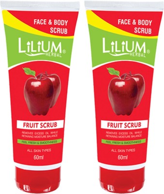 LILIUM Face & Body Fruit Scrub 60ml Pack of 2 Scrub(60 ml)