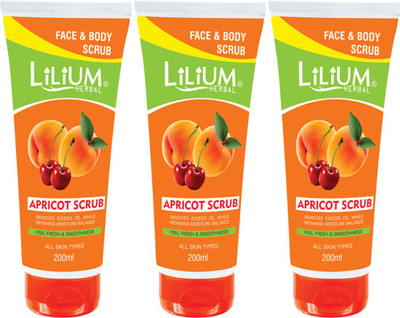 LILIUM Apricot Scrub 200ml Pack of 3 Scrub(200 ml)