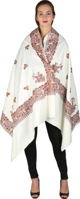 BE SWADESHI Wool Self Design Women Shawl(White)