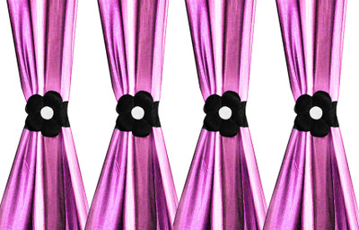 KUBER INDUSTRIES Black Tieback Hook Metal(Pack of 4)