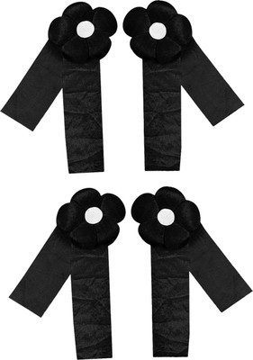 KUBER INDUSTRIES Black Tieback Hook Metal(Pack of 4)