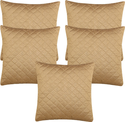 Desi Kapda Silk Cushions Cover(40 cm*40 cm, Pack of 5, Gold)