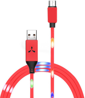 YUGAO X-52 Voice Activated Glowing Led Fast Charging + Data Sync Type-C USB Cable with Light with Korean Voice Sensor, High Asthetics & Premium Quality For Android Phones 1.1 m USB Type C Cable(Compatible with Mobile, Red, One Cable)