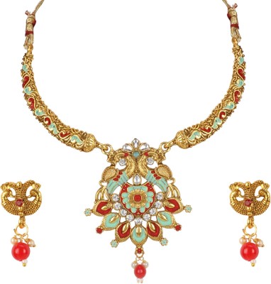 Maximus Alloy Gold-plated Green, Red Jewellery Set(Pack of 1)