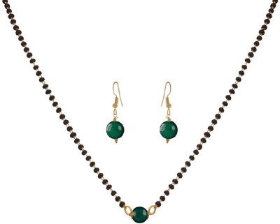 JFL Jewellery for Less Copper Gold-plated Green, Black Jewellery Set(Pack of 1)