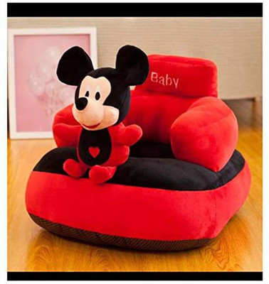 AVS Mickey Shape Soft Plush Cushion Baby Sofa Seat or Rocking Chair for Kids - 45 cm��(Red, Black) Fabric Sofa(Finish Color - Red, Pre-assembled)