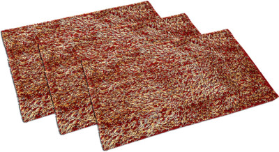 KUBER INDUSTRIES Velvet Door Mat(Maroon, Free, Pack of 3)
