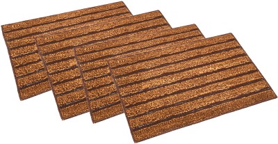 KUBER INDUSTRIES Cotton Door Mat(Brown, Free, Pack of 4)