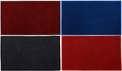 KUBER INDUSTRIES Microfiber Door Mat(Blue & Maroon & Grey & Red, Free, Pack of 4)