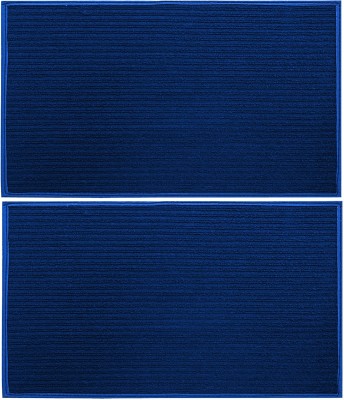 KUBER INDUSTRIES Microfiber Door Mat(Blue, Free, Pack of 2)