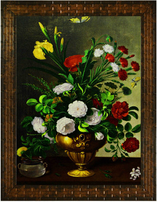 Indianara FLOWERS IN A VASE (2702) Digital Reprint 13 inch x 10.2 inch Painting(With Frame)