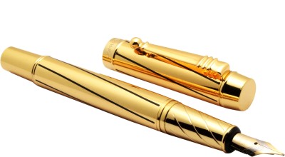 Ledos Exclusive Gold Plated With Black Spiral Lines Fountain Pen(Blue)