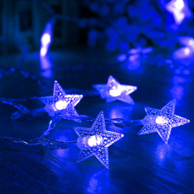 KUBER INDUSTRIES 28 LEDs 10.01 m Blue Steady Star Rice Lights(Pack of 1)