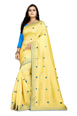 MM VENTURE Self Design Bollywood Silk Blend Saree(Yellow)