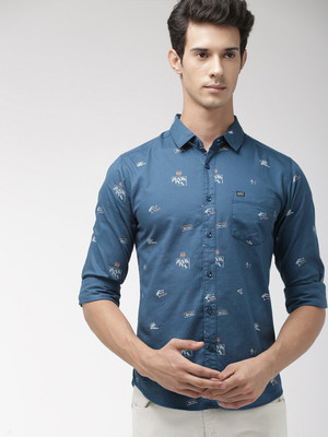 The Indian Garage Co. Men Printed Casual Blue Shirt