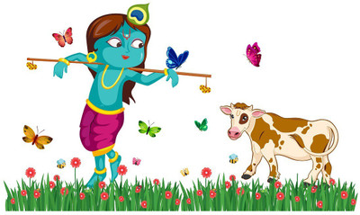 Littlebuds 120 cm Lord Krishna Removable Sticker(Pack of 1)